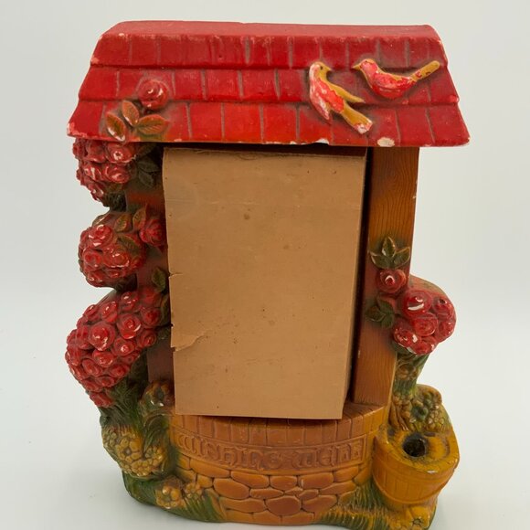 VINTAGE 1953 MILLER STUDIO CHALKWARE WISHING WELL NOTE PAD HOLDER ORG PAD - Picture 9 of 10